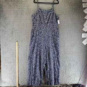 Old Navy Jumpsuit Womens XXL Tall Blue Floral Sleeveless Smocked Romper *NWT*